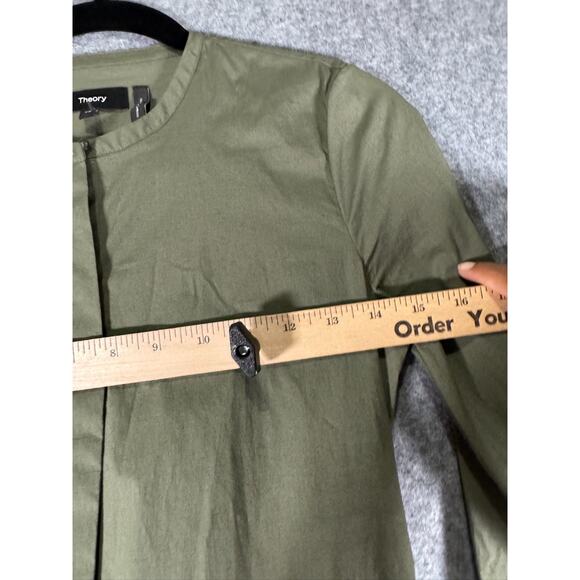 Theory Dress Women 00 Green Long Sleeve Button Front Maxi Tie‎ Waist Quiet Lux - Picture 4 of 7